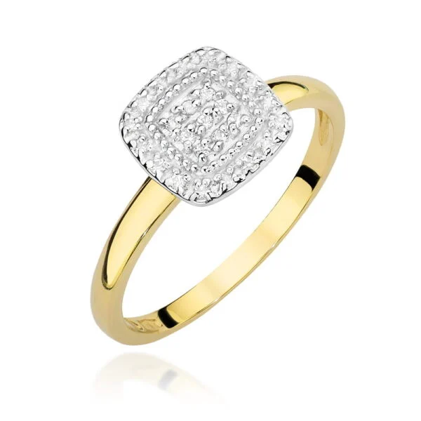 Pierścionek z 25 diamentami 0,13 ct – żółte złoto