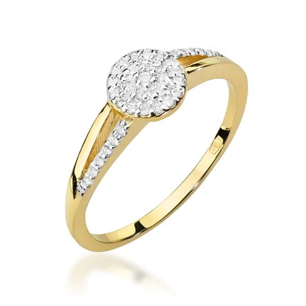 Pierścionek z 35 diamentami 0,18 ct – żółte złoto