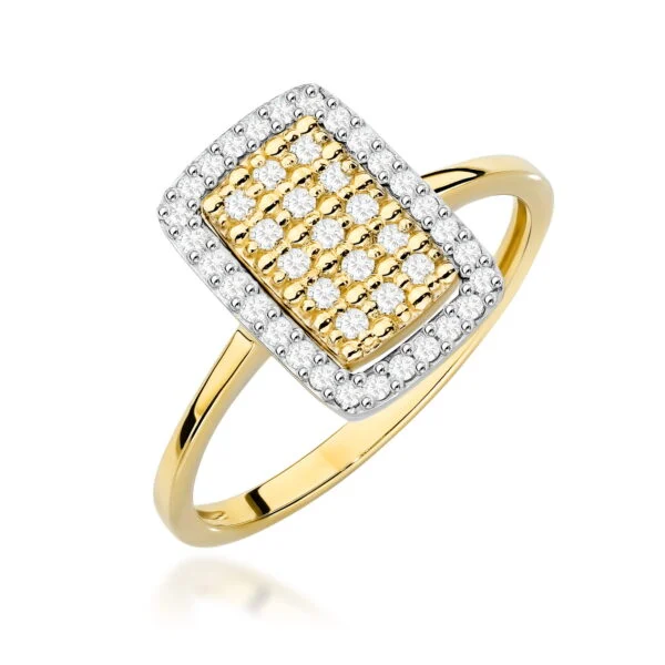 Pierścionek z 43 diamentami 0,27 ct – żółte złoto