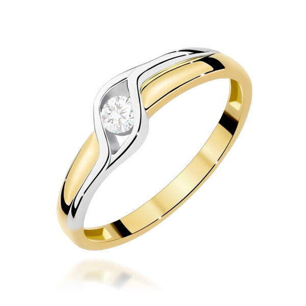 Pierścionek z diamentem 0,10 ct – żółte złoto