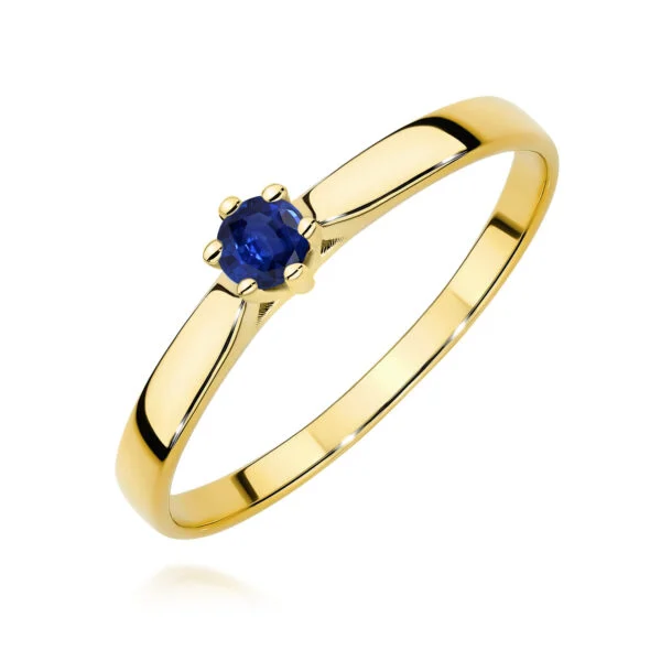 Pierścionek z szafirem 0,15 ct – żółte złoto