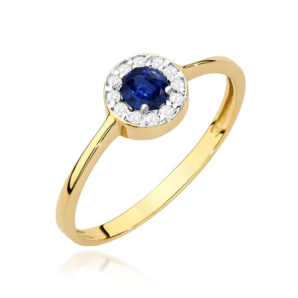 Pierścionek z szafirem 0,30 ct i diamentami – żółte złoto