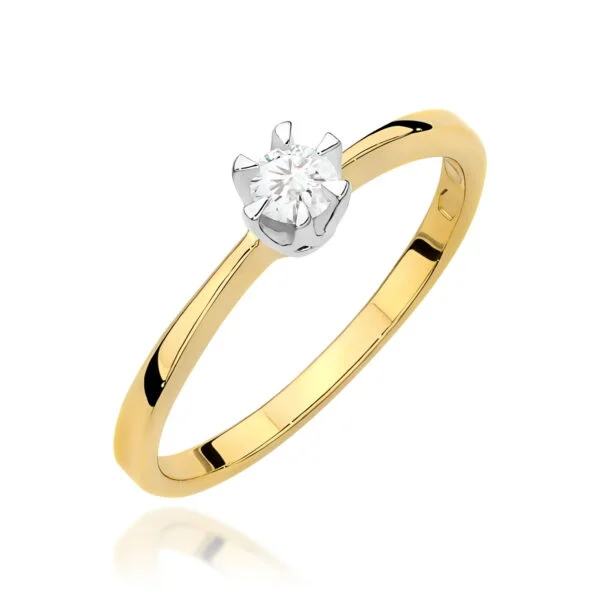 Pierścionek zaręczynowy z diamentem 0,15 ct – wzór 2 – żółte złoto