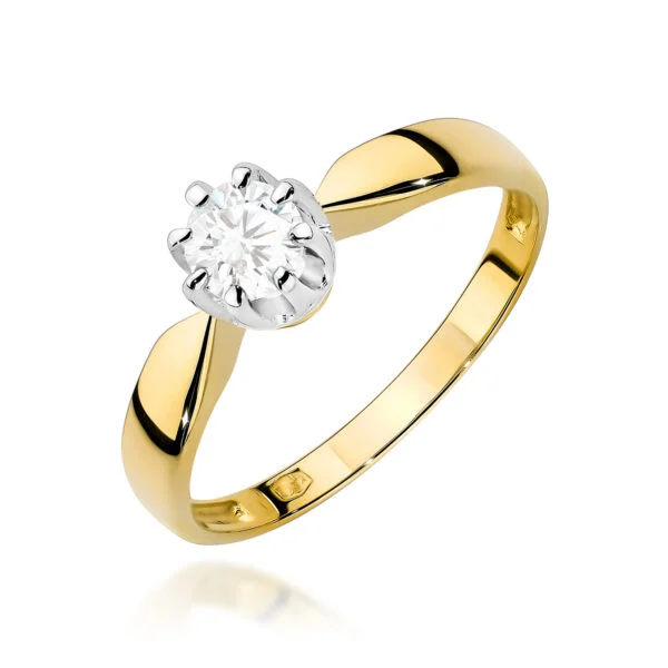 Pierścionek zaręczynowy z diamentem 0,40 ct, szyna 2,8 mm – żółte złoto
