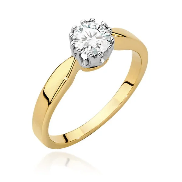 Pierścionek zaręczynowy z diamentem 0,50 ct, szyna 2,8 mm, korona 5,9 mm – żółte złoto