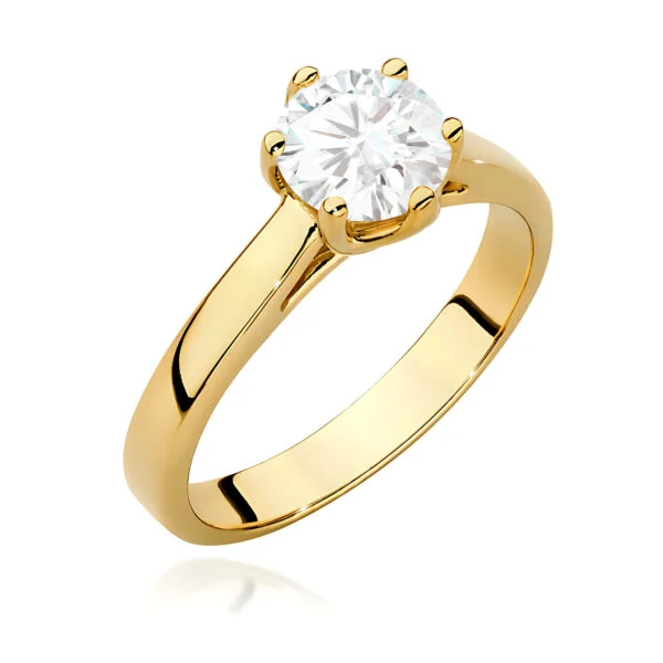 Pierścionek zaręczynowy z diamentem 1,00 ct, szyna 2,8 mm, korona 5 mm – żółte złoto