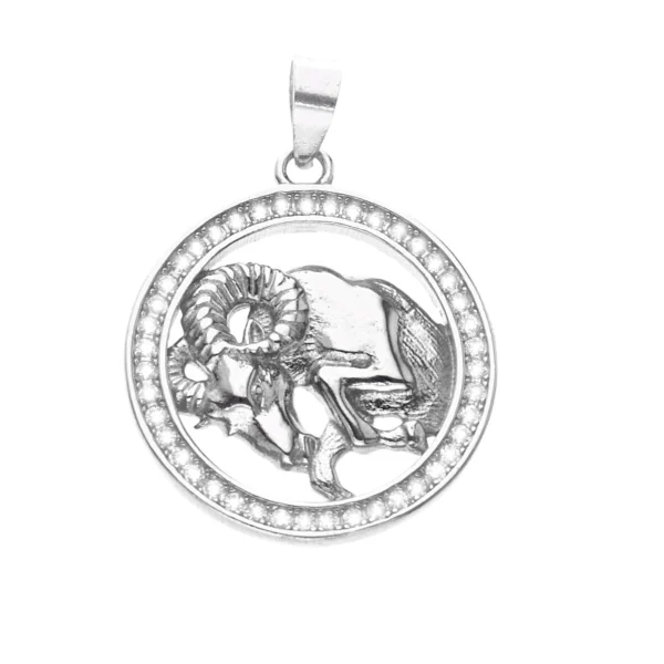 Srebrny rodowany wisiorek znak zodiaku Baran