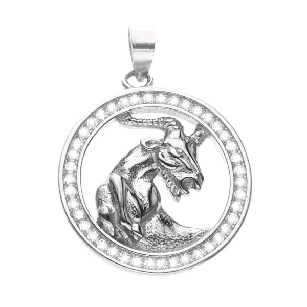 Srebrny rodowany wisiorek znak zodiaku Koziorożec
