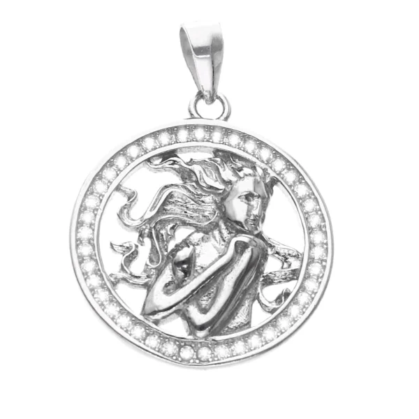 Srebrny rodowany wisiorek znak zodiaku Panna