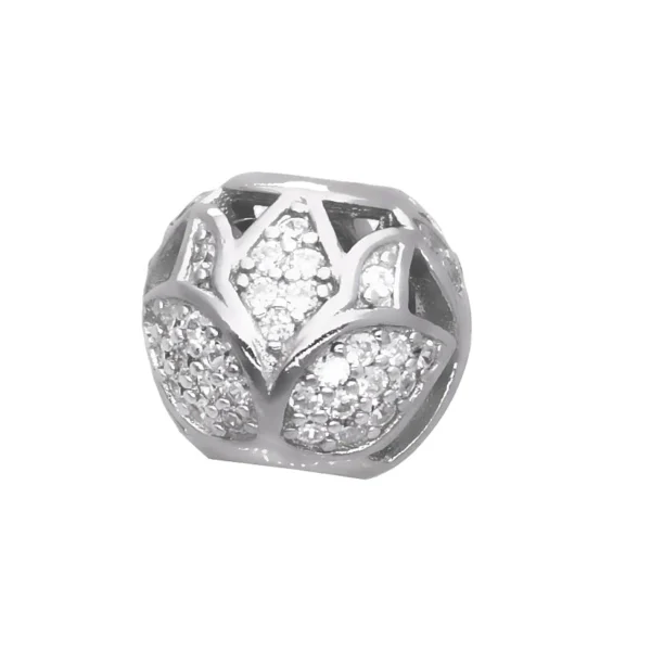 Zawieszka charms srebrny kwiat lotosu CH1510422