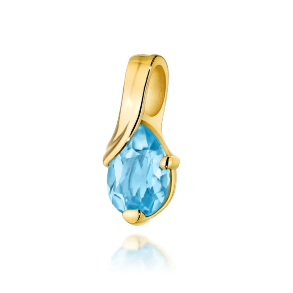 Zawieszka łezka z topazem Swiss Blue 0,90 ct – wzór 2 – żółte złoto