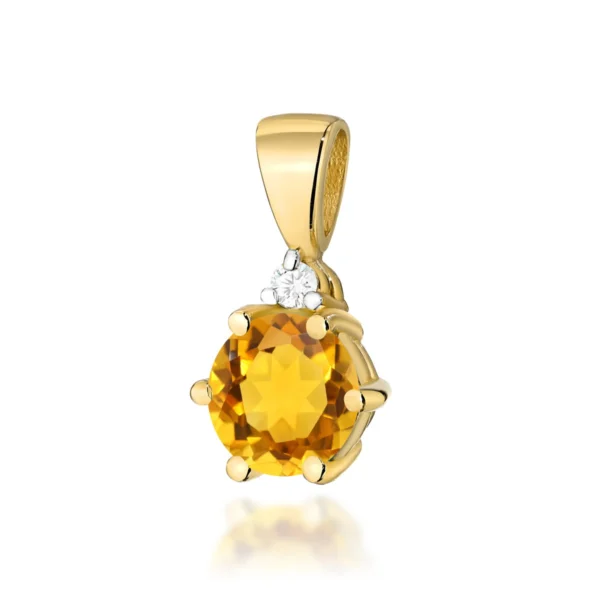 Zawieszka z cytrynem 0,50 ct i diamentami – żółte złoto