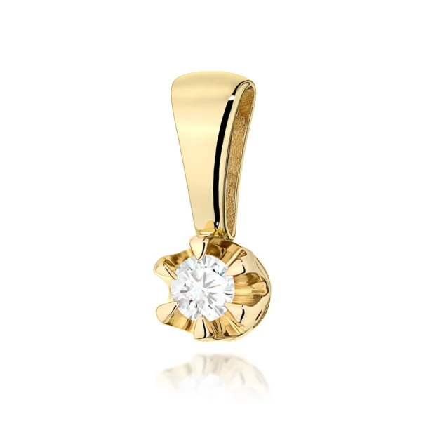 Zawieszka z diamentem 0,08 ct – żółte złoto