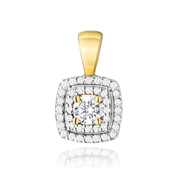 Zawieszka z diamentem laboratoryjnym 0,30 ct i diamentami – żółte złoto