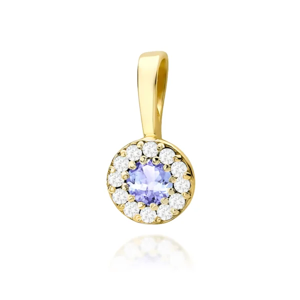 Zawieszka z tanzanitem 0,15 ct i diamentami – żółte złoto
